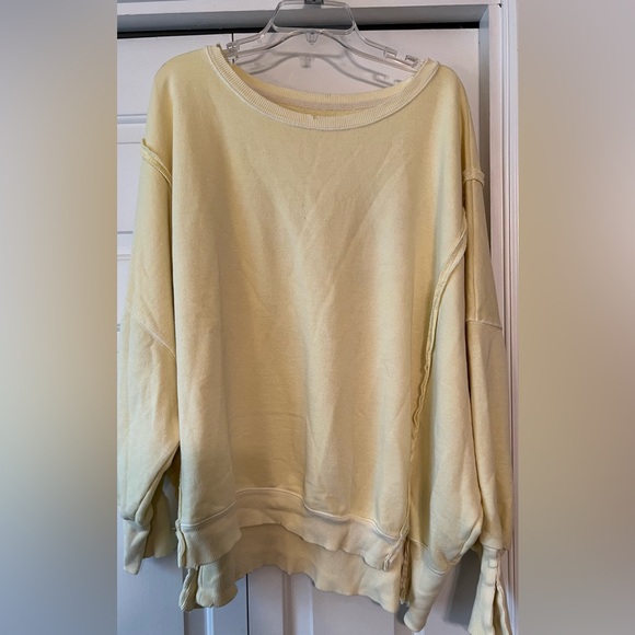 We The Free People Women's Camden Pullover Sweatshirt Banana Cream EUC M #2111 - Picture 5 of 14